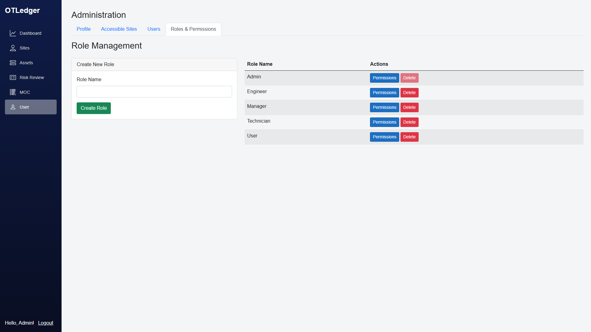 OTLedger User Management Screenshot
